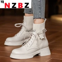 womens ankle boots autumn 2021 new fashion platform round head cross lace up patent leather simple womens casual elegant boots