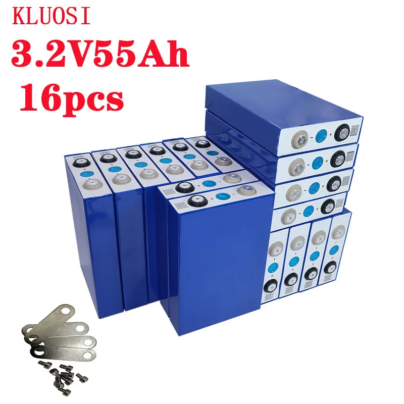 KLUOSI 16 шт 3 2 V 55Ah батарея LiFePO4 литий-железо фосфха большой емкости 55000mAh для