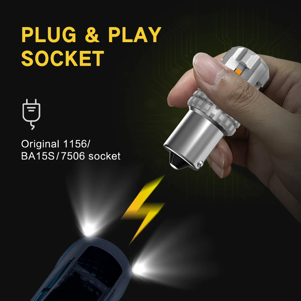 AUXITO 2x 1400LM BA15S 1156 P21W светодиодный автомобильный габаритные огни тормозные огни 12 В авто задний фонарь светодиодный дневной ходовой свет DRL Белый Янтарный
