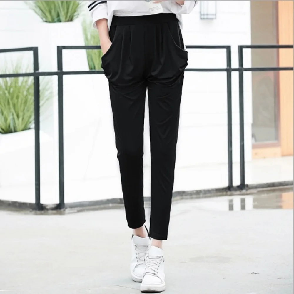 

female joggers Korean version Harem pants with middle waist summer casual clothing plus size women loose nine-point pants