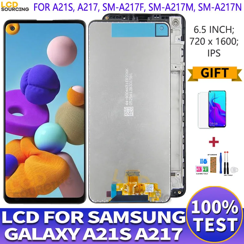 

6,5 "ЖК-дисплей для Samsung Galaxy A21s ЖК-дисплей A217 SM-A217F тачскрин, аналагово-цифровой преобразователь для Samsung A21S экран, с корпусом, запасные части