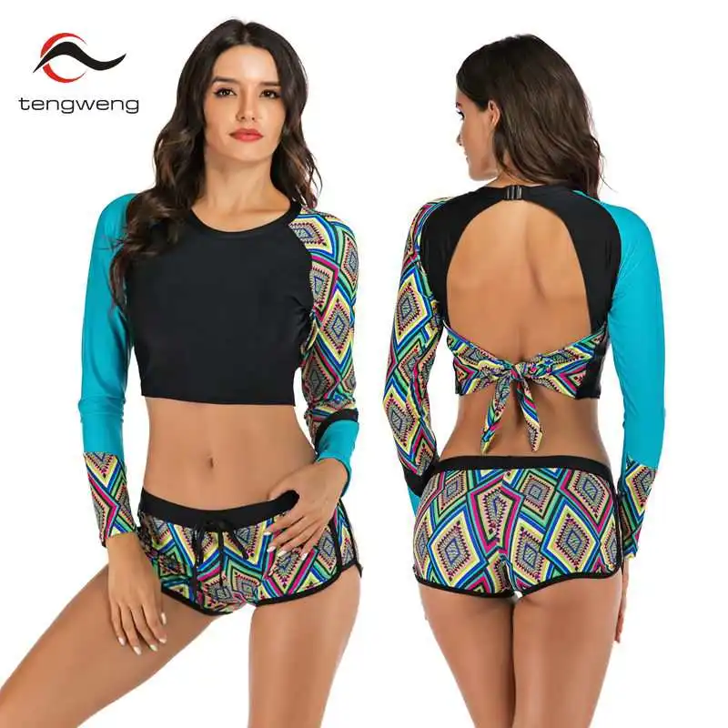 Бикини 2020 Пуш Ап Танкини плюс размер купальник женский 2 шт спортивный Рашгард