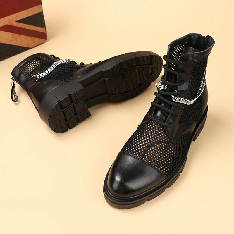 Мужские летние сандалии-гладиаторы с металлической цепочкой дышащие сандалии