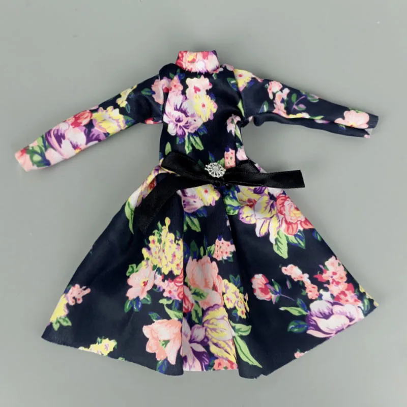 Модная Одежда для кукол Барби наряды цветок 1/6 короткие платья с длинным рукавом