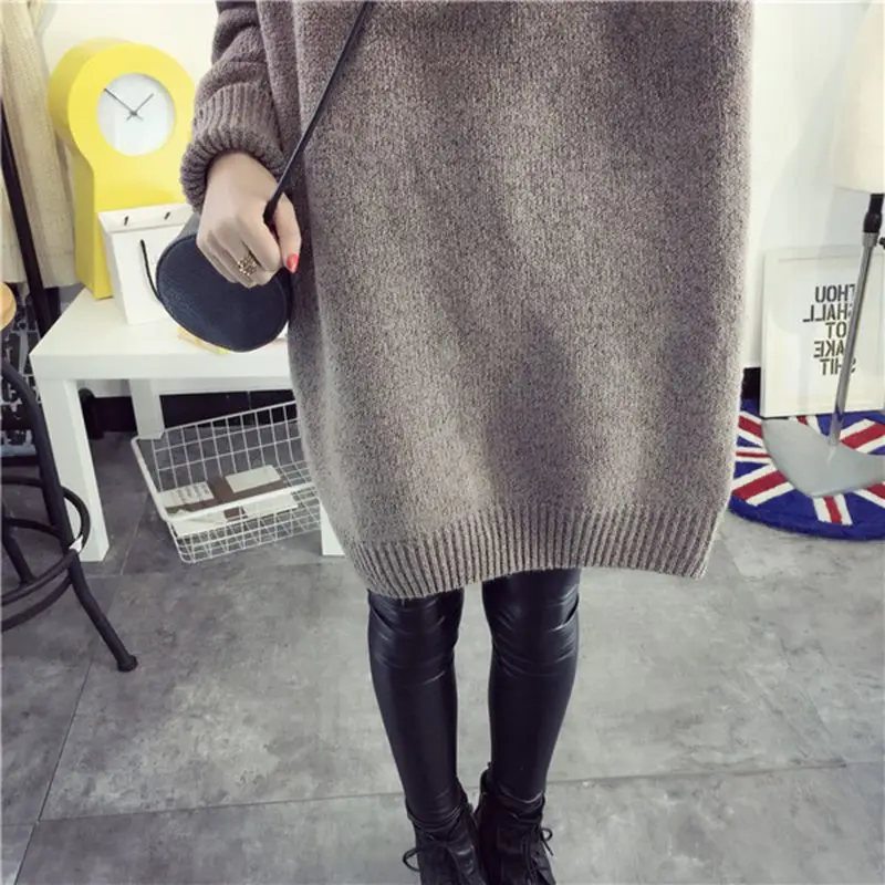 

Hot Autumn Winter Sweater Women Knitted Warm Loose Long Sweater Female Turtleneck Long Sleeve Pullovers Tops Girl Jumpers
