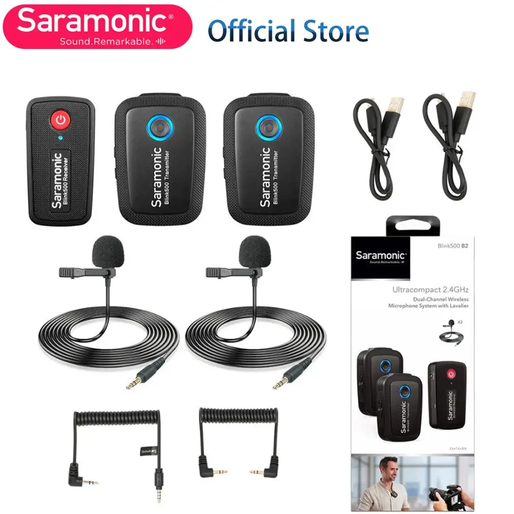 Saramonic Blink500 беспроводной Студийный конденсаторный микрофон петличный нагрудный микрофон для интервью для Android iPhone DSLR камер