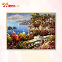 cross stitch kits embroidery needlework sets 11ct water soluble canvas patterns 14ct seaside scenery summer town ncms092