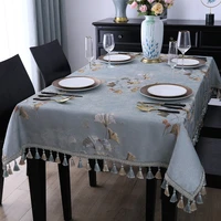 european vintage leaves table cover cloth square rectangular 3d jacquard tassel coffee dinning tablecloth for party events decor