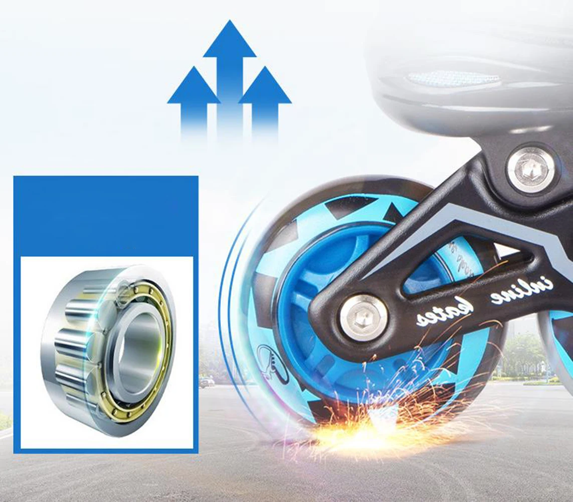 Детские роликовые коньки из искусственной кожи 4 колеса мигающие размеры 27-41 |