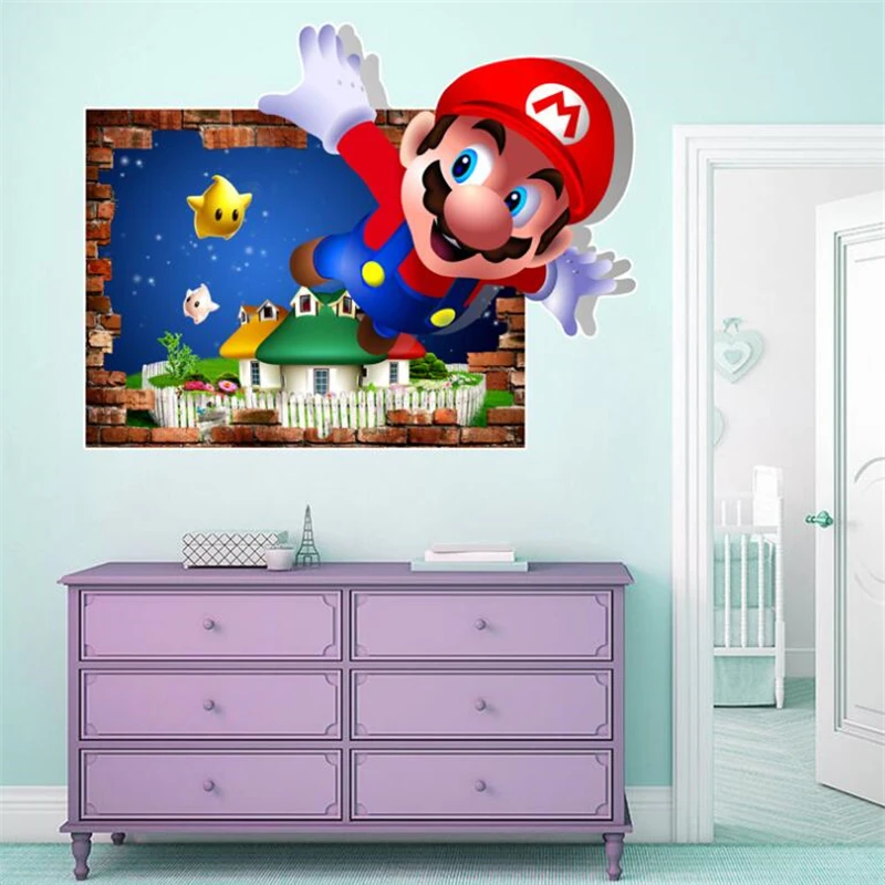 

Cartoons super Mario Wall Stickers For Kids Room Home Decor Game poster Environmental protection PVC Stickers