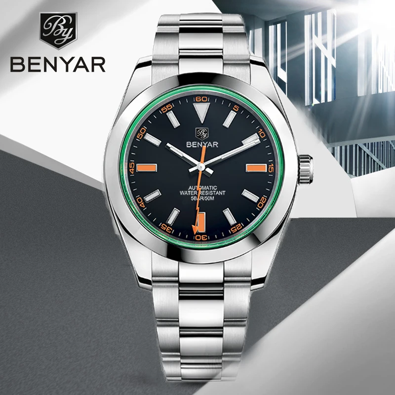 New BENYAR Top Brand Luxury Men's Watches Men Fashion Waterproof Sport Watch Mens Watches Stainless Steel Clock Reloj Hombre