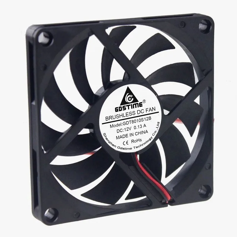 5 шт./лот Gdstime 80 мм 12 В 2Pin 80x80x10 8 см 8010 Бесщеточный Охлаждающий вентилятор