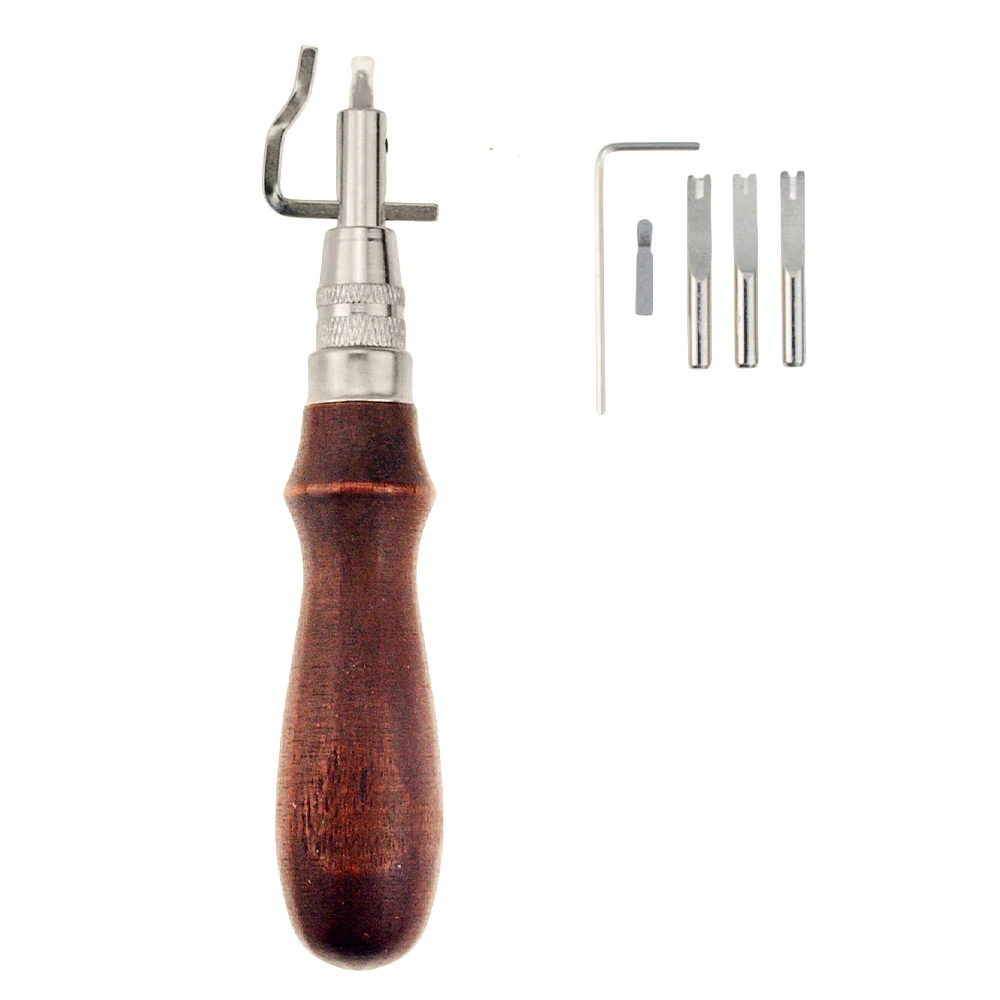 7 в 1 канавочный инструмент для кожи деревянная ручка стальной паз нож обработки