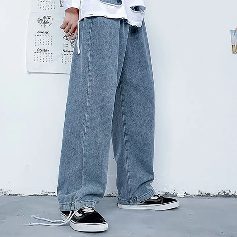 

Baggy Jeans Men's Trousers Oversize Y2K Pants Wide Leg Denim Overalls Solid Drawstring For Male Pantalon Hombre Cala 2021 New