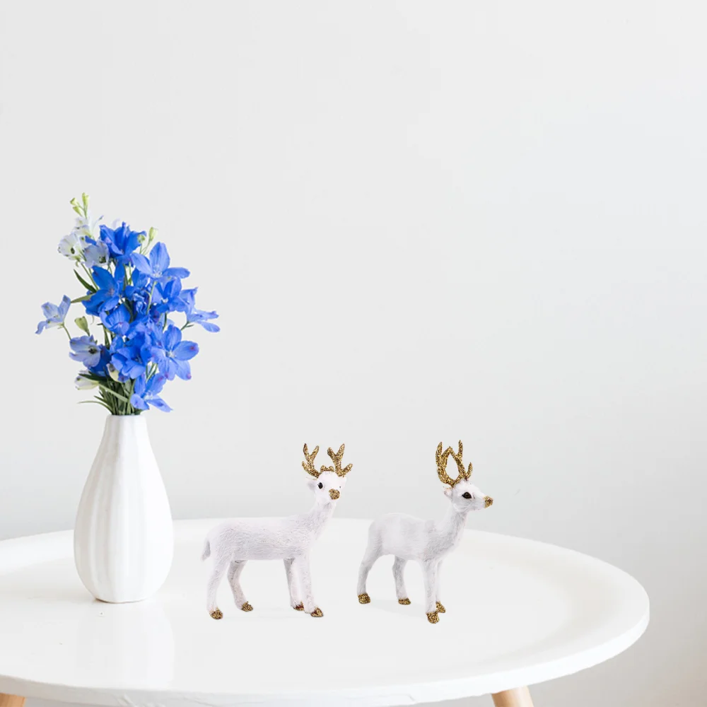 

2pcs Sika Deer Plush Doll Animals Imitation Deer Statue Room Adornment