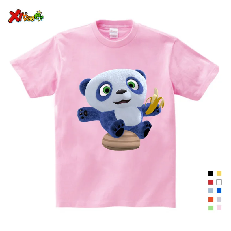 

Children T-Shirts Cartoon Panda Print Kids Baby Girl Tops Short Sleeve T-Shirt Children Cotton Pink T-shirts Tees
