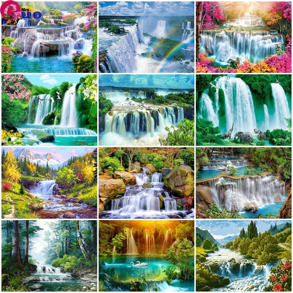 

Diamond Painting Waterfall Mountain Art Rhinestone 5D DIY Diamond Embroidery Landscape Cross Stitch Needlework Decor For Home