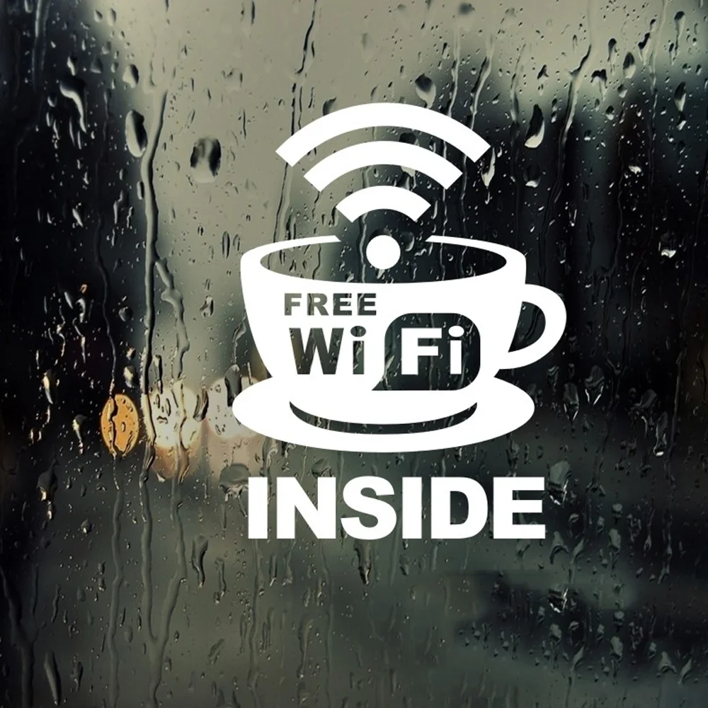 Кофе Магазин Wi Fi чашки Стикеры наклейка Cafe плакат виниловая художественная