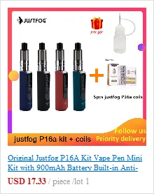 Комплект Justfog P16A с аккумулятором 900 мАч, встроенная защита от вертела, комплект для электронной сигареты vs комплект justfog Q16