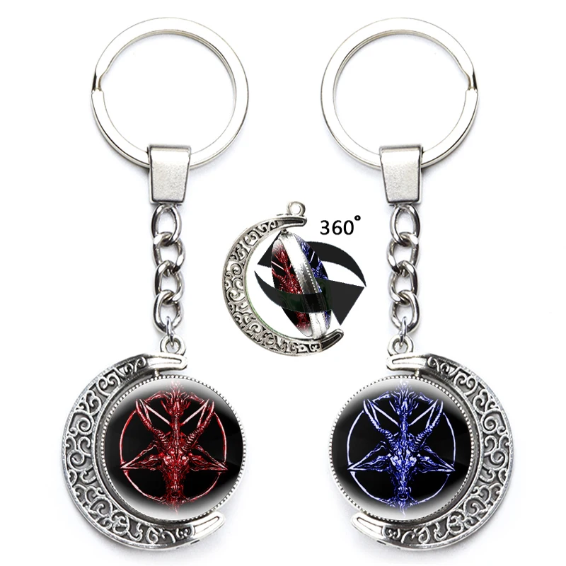 Языческий стиль звёздочка Коза в пентаграмме Вращающийся брелок на 360 градусов