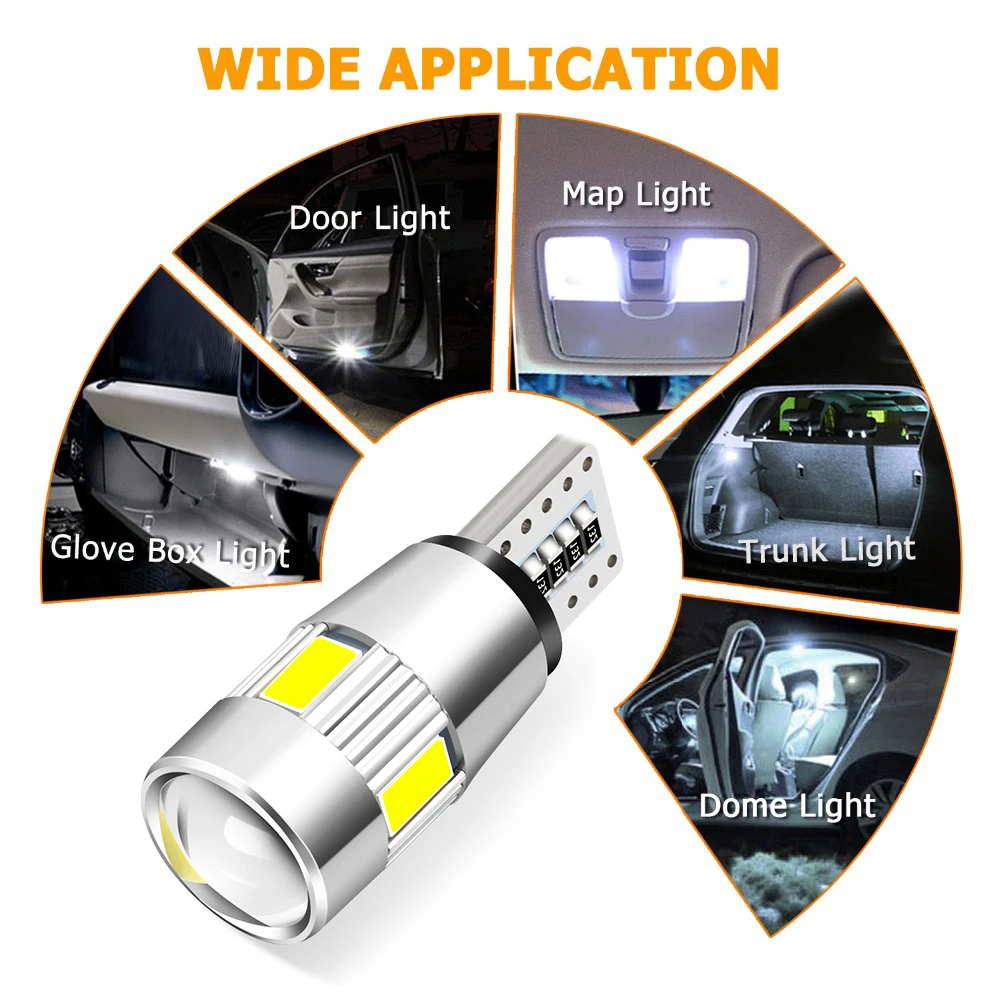 2X W5W LED T10 Car Bulbs Canbus Reading Lamps for Chrysler 300C Voyager PT Cruiser Grand Sebring Pacifica | Автомобили и