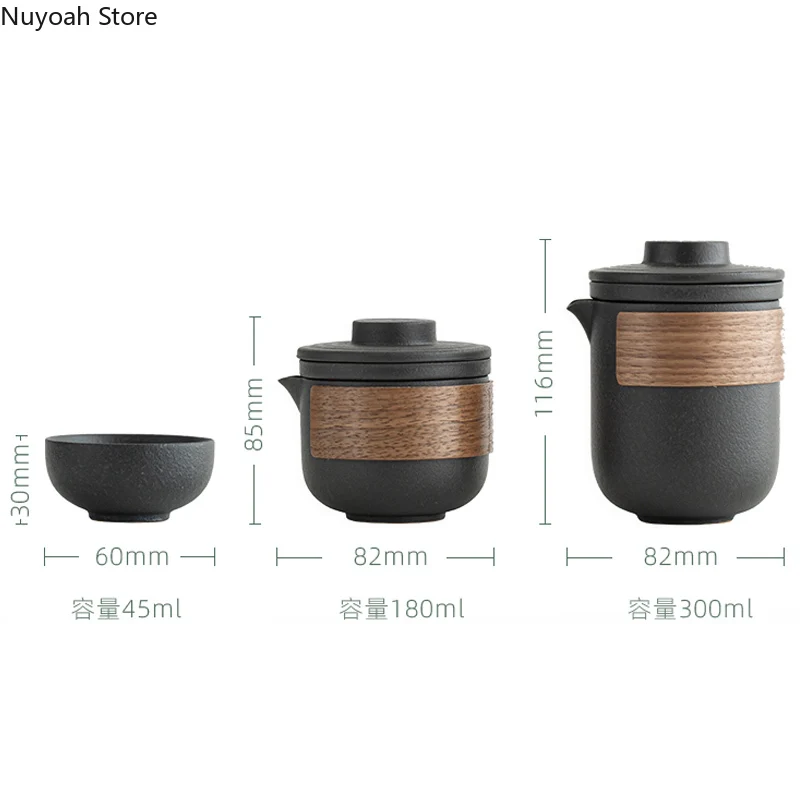 

Travel Tea Set Chinese Portable Anti-scalding Ceramic Tea Set One Pot Four Cups Simple Mug Storage Bag Tea Set/outdoor Teapot