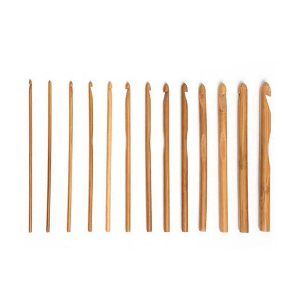 12 шт. бамбуковая ручка крючок для вязания спицы плетения пряжи 3-10 мм набор