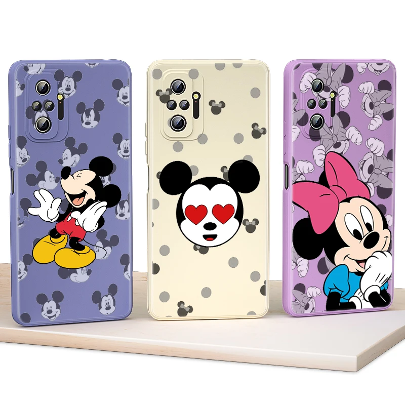 

Phone Case For Xiaomi Redmi Note 10S 10T 10 9T 9 9S 8T 8 7 Pro Max 5G Happy Minnie Mouse Liquid Silicone Soft Cover