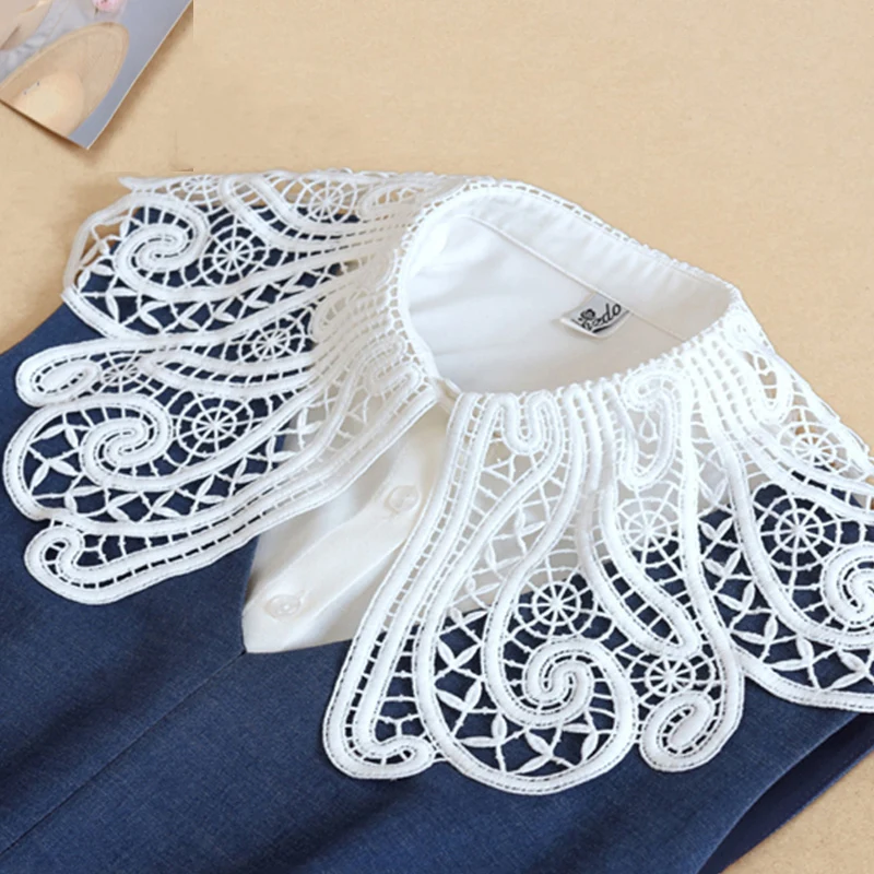 

Women Big Lapel Detachable Collar Shirts White Ladies Fake Collar Women Lace Shirt Fake False Collar Woman Removable Half Shirt