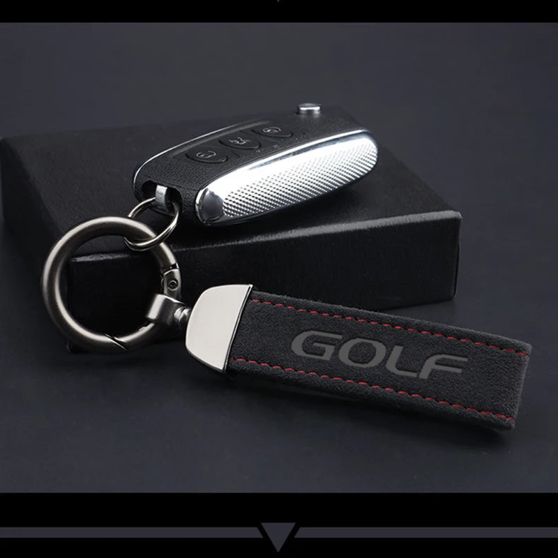 

For Golf 4 5 6 7 MK4 MK5 MK6 MK7 Golf R golf Car 4s New High Quality Suede leather Car keychain custom gift key Horseshoe Buckle