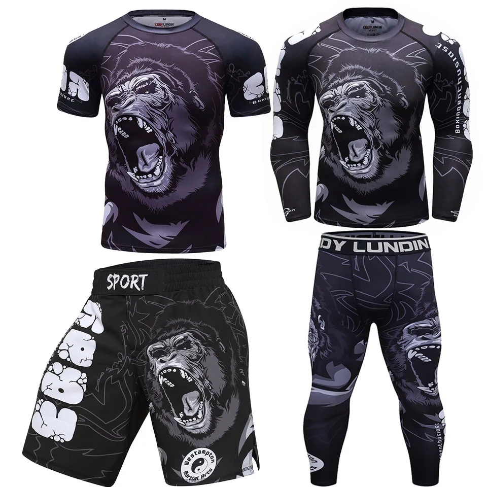 Комплект одежды для ММА компрессионные штаны из Джерси и с 3D принтом Rashguard Bjj