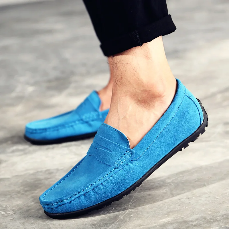 

2021 High Quality Men Shoes Suede Leather Loafers Shoes Breathable Large Size 37-47 Casual Shoes Outdoor Non Slip Men Sneakers