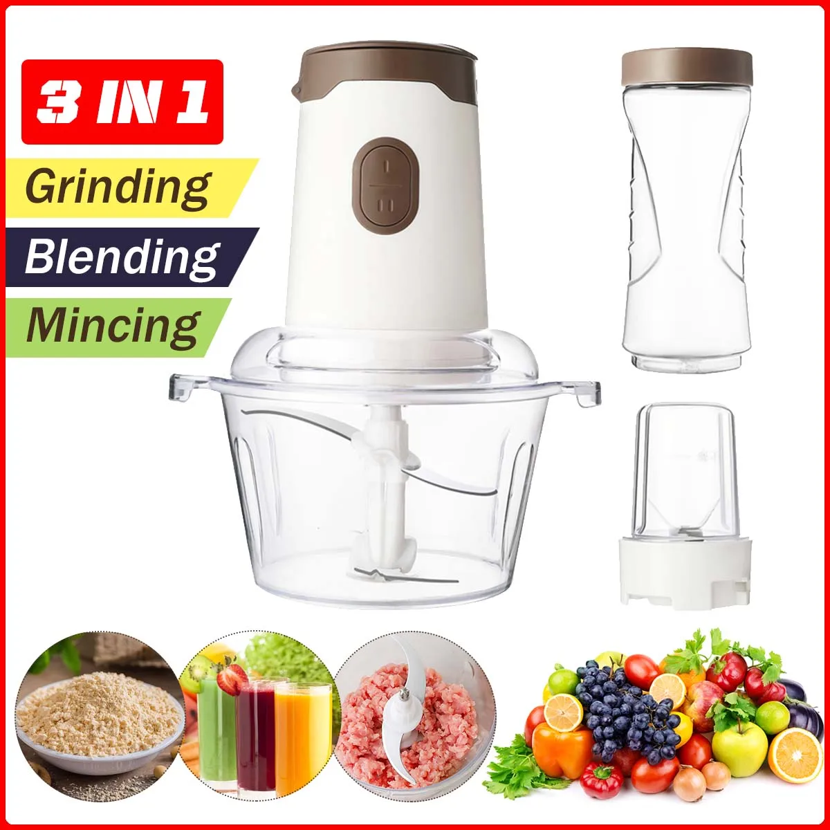 

3 IN 1 Multifunctional Electric Meat Grinder 2-Speed Juicer Blender Meat Grinder Machine Food For Kitchen Food Mixer Maker