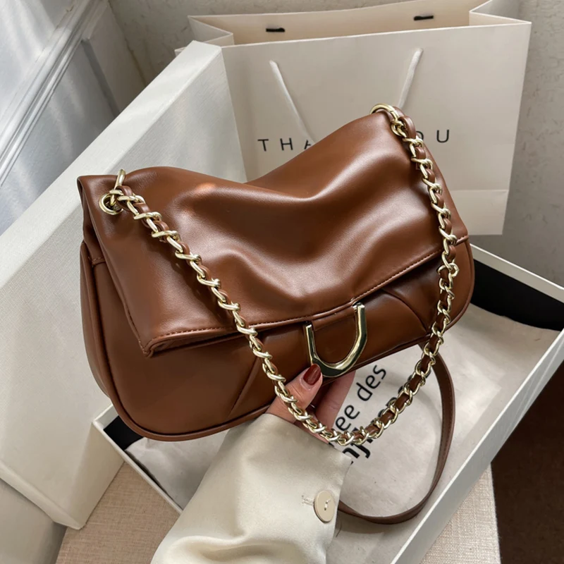 

Top Quality Soft Leather Ladies Shoulder Bag 2022 New Fashion Women's Chain Crossbody Bags Casual Travel Shopping Handbag Female