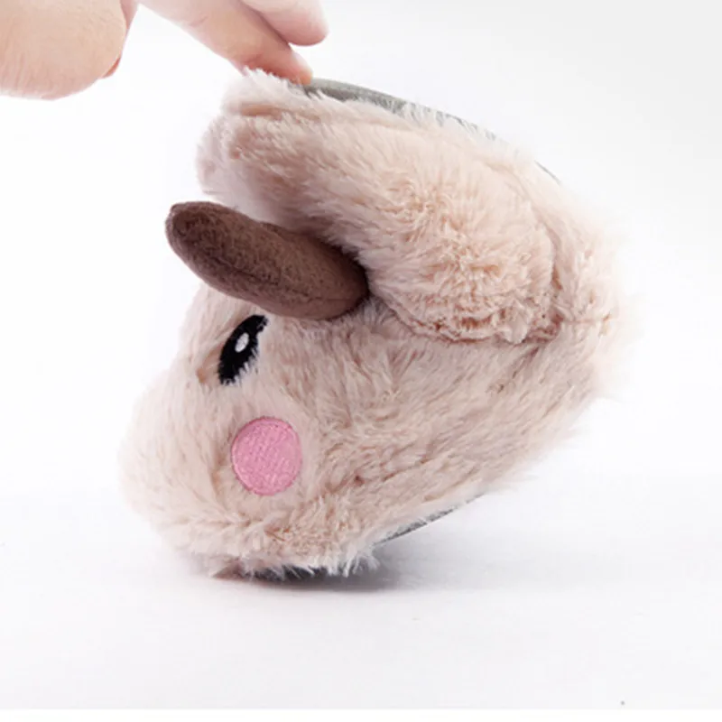 

Women Home Flat Soft Slippers Cute Elk Reindeer Christmas Furry Plush Warm Winter Female Slip On Ladies Woman House Cotton Shoes