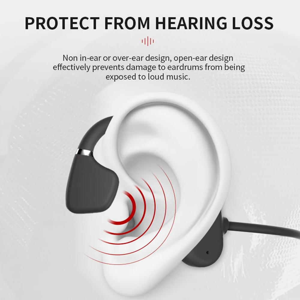 

Bone Conduction Bluetooth Headphones Sports Stereo Earphones Wireless Headband with Mic Handsfree for iPhone Huawei