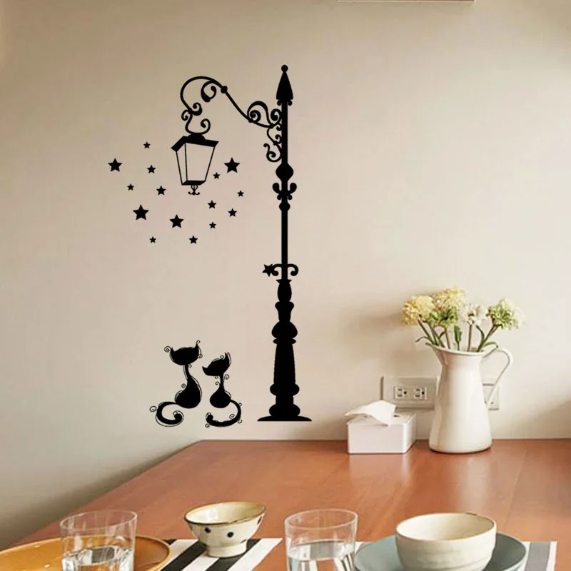 

Creative DIY Popular Ancient Lamp Cats and Stars Wall Sticker cartoon Wall Mural Home Decor Room Kids Decals Wallpaper