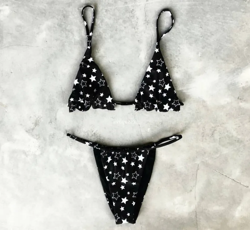 

New 2020 New Five-Pointed Star Print Bikini Explosion Strap Swimsuit Swimwear Express