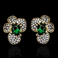 exquisite fashion aaaa zircon earrings green zircon flower women jewelry 925 silver womens earrings jewelry wedding bridal gift