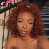 brazilian lace front human hair wigs honey bloned short bob wigs dark orange colored remy hair pre plucked for black women