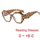 Очки для чтения женские многоугольные, леопардовые, с защитой от излучения, от 0 до + 6,0