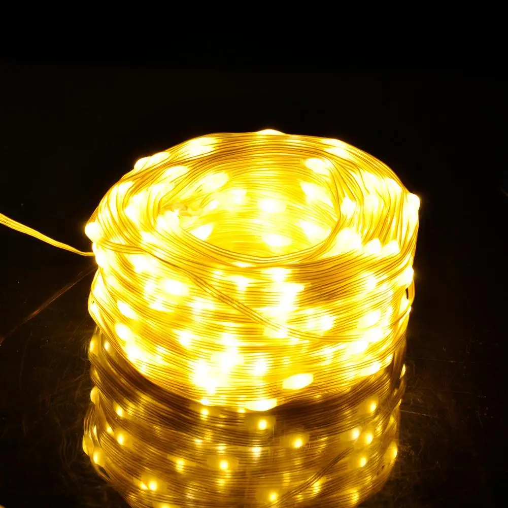 

10M 100LED Warm White Christmas String Lights IP65 Waterproof LED Copper Wire Light Strip for Garden Yard Wedding Party Decor