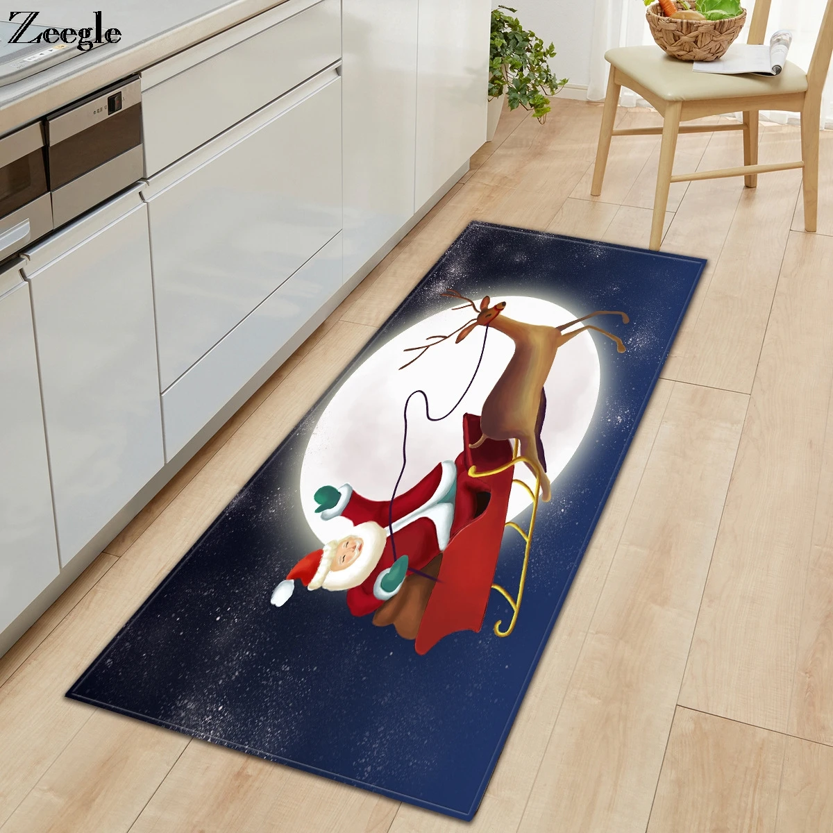 

Zeegle Christmas Printed Rugs and Carpets for Home Living Room Non-slip Kithen Carpet Absorbent Bedside Carpet Mat Kids Room Rug