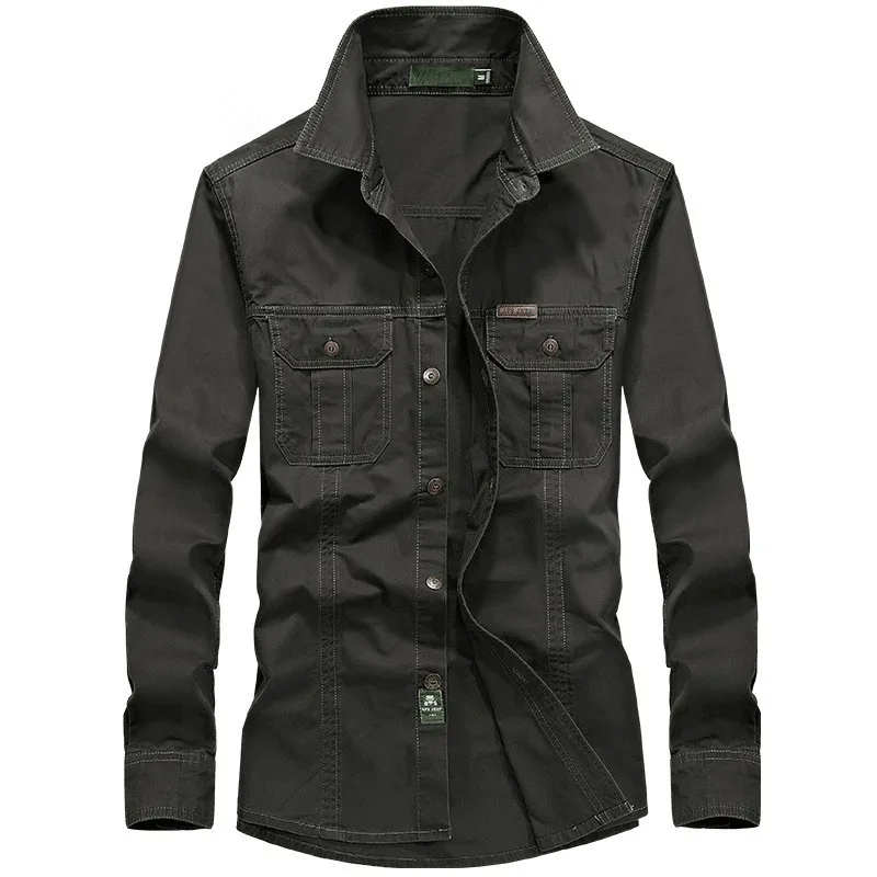 

Новинка 2021, мужские рубашки-карго, мужские рубашки в Военном Стиле, Униформа, мужская хлопковая рубашка в британском стиле с длинным рукавом