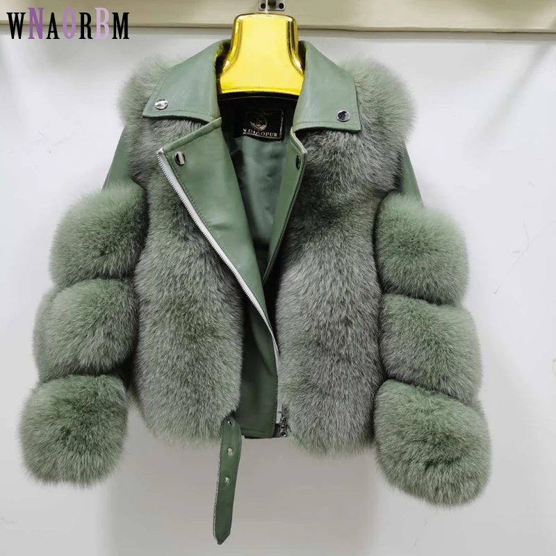 2022 Winter New Fashion Real Fox Fur Coats With Genuine Sheepskin Leather Wholeskin Natural Fox Fur Jacket Outwear Luxury Women
