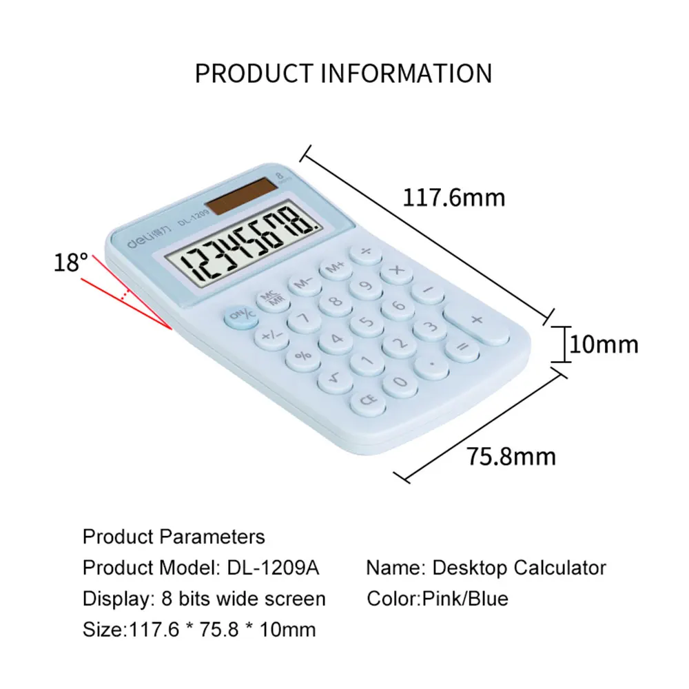 

Deli Calculator Desktop Electronic Calculator 8 Digital Dual Power Calculation Tool With Anti-slip Soft Mat For Office Student
