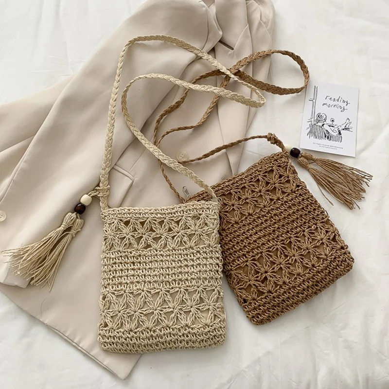 Летние мини-сумки для женщин Пляжная соломенная сумка из ротанга |
