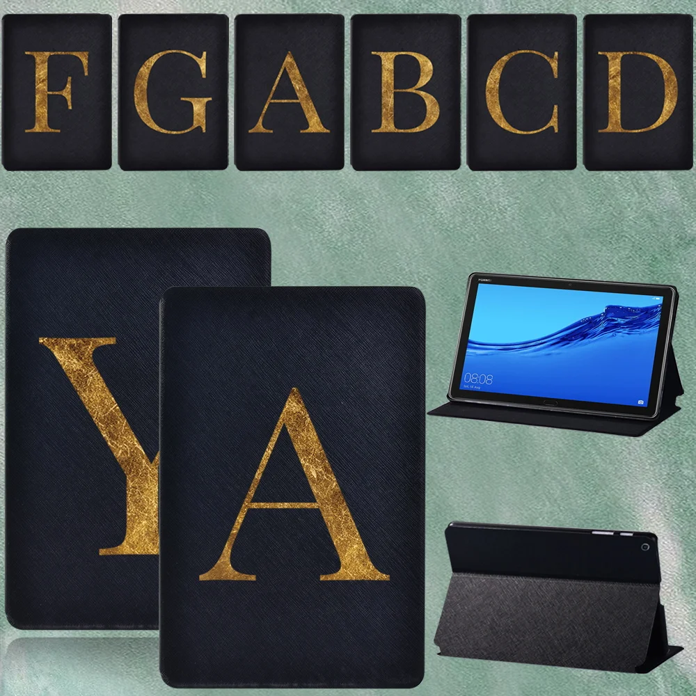 

Tablet Case for Huawei MediaPad M5 Lite 10.1"/MediaPad M5 10.8" PU Leather Letter Series Flip Anti-fall Stand Cover + Pen