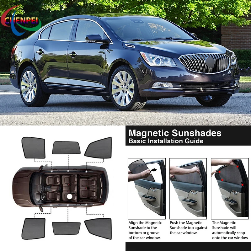 For Buick LaCrosse 2009-2015 Car Full Side Windows Magnetic Sun Shade UV Protection Ray Blocking Mesh Visor Car Accessories