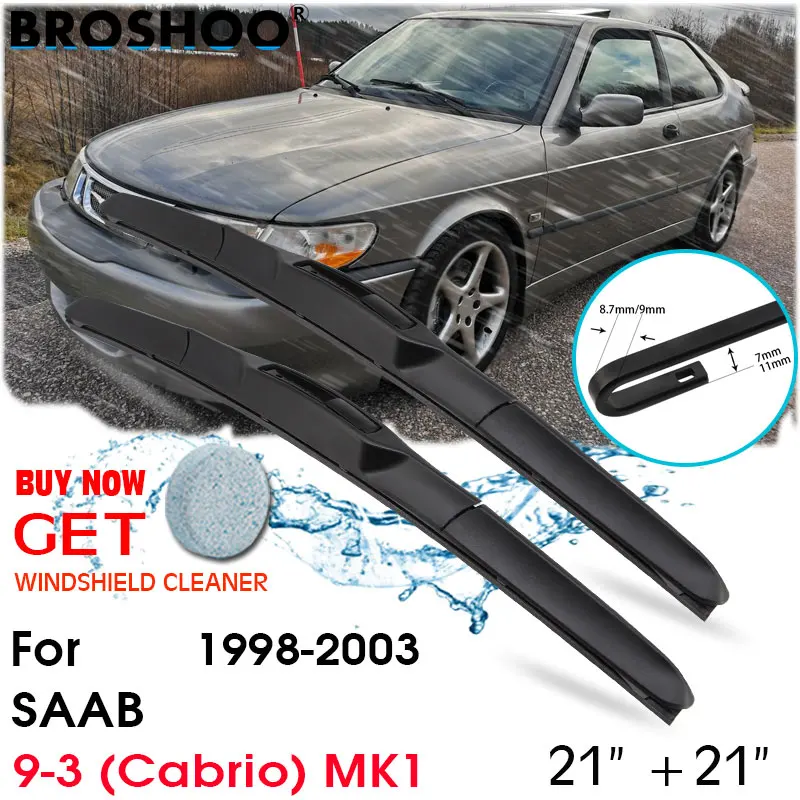 

Щетка стеклоочистителя для лобового стекла Лобовое стекло стеклоочистителя подходит для лезвий аксессуары для SAAB 9-3 (Cabrio) MK1 21 ''+ 21'' 1998-2003